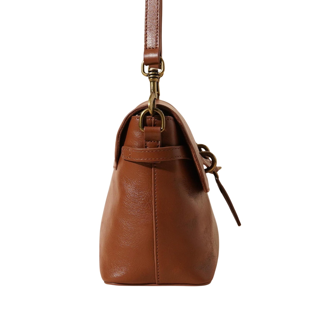 Genuine Leather Crossbody Envelope Bag Solid Color Commuter Satchel