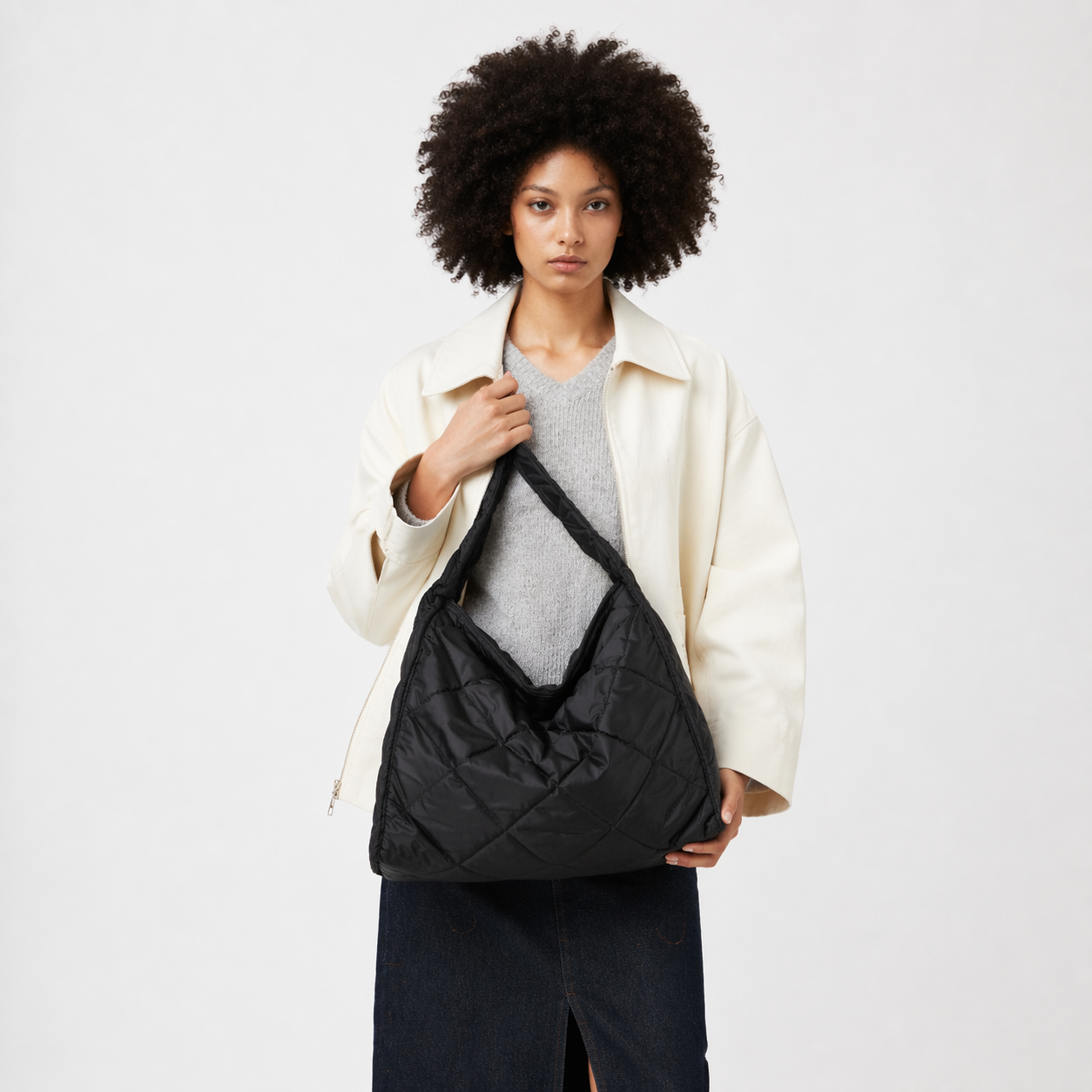 Quilted Puffer Tote Bag Large Travel Hobo Crossbody Handbag