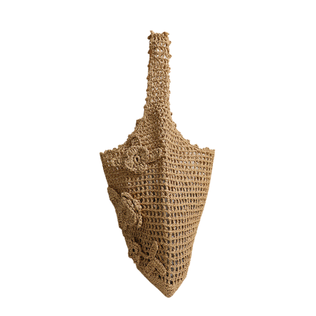 3D Flower Straw Bag Large Summer Beach Hollow Out Woven Shoulder Bag
