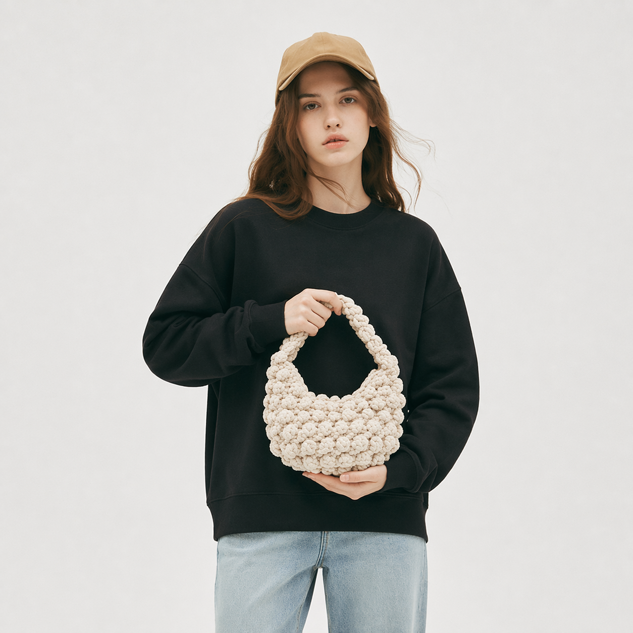 Crochet Woven Bag Candy Color Summer Beach Lightweight Shoulder Tote
