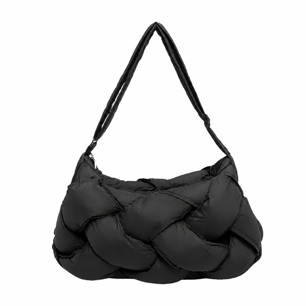 Woven Puffer Tote Bag Large Quilted Nylon Shoulder Crossbody
