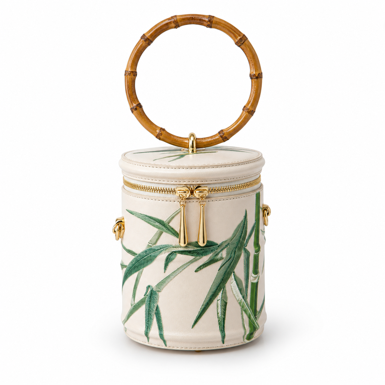 Vintage Bamboo Handle Embroidered Cylinder Bag Cheongsam Evening Purse