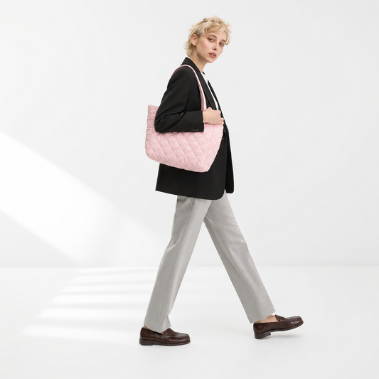 Quilted Nylon Tote Bag Large Puffer Cotton Commuter Work Purse
