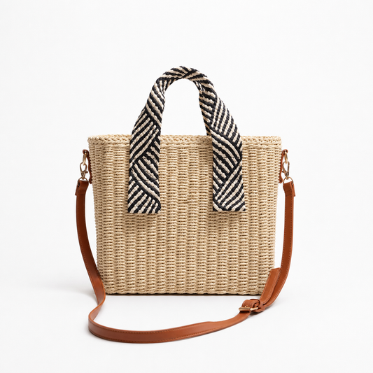 Straw Woven Tote Bag Large Summer Beach Square Crossbody Shoulder Bag