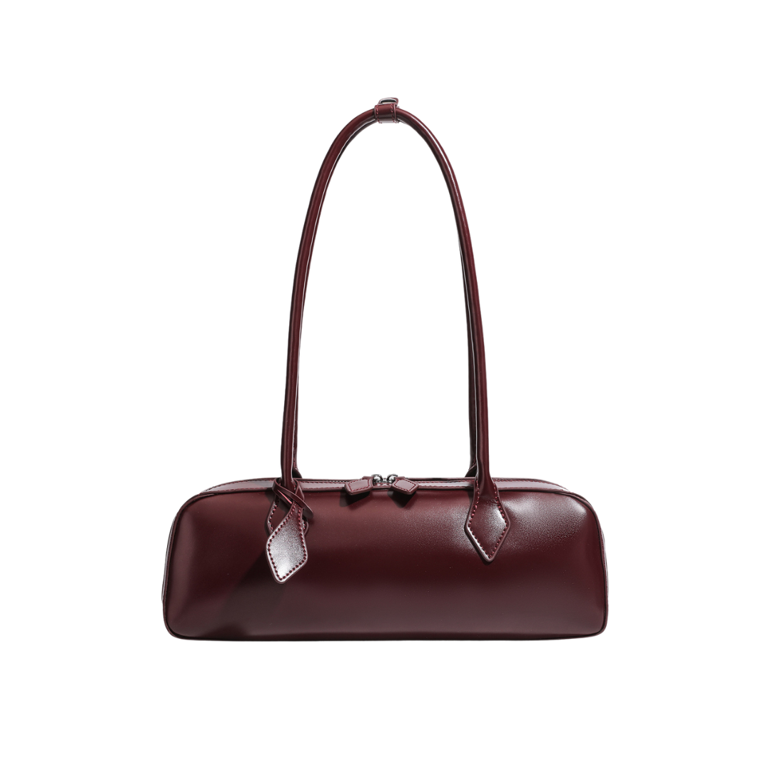 Genuine Leather East-West Baguette Bag French Style Shoulder Purse