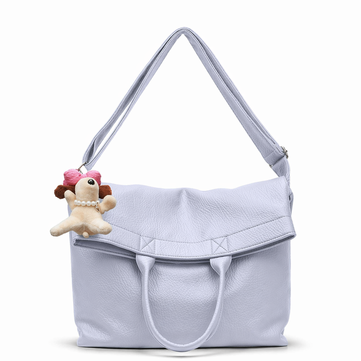 PU Leather Slouchy Tote Large Capacity Crossbody Foldable Hobo Bag