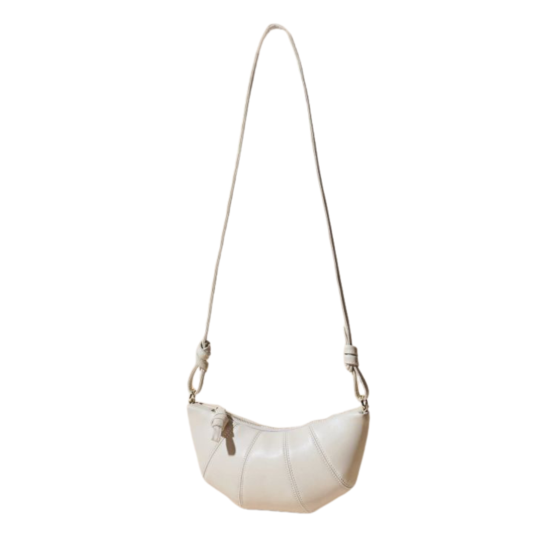 Genuine Leather Croissant Crossbody Bag Chic Cowhide Crescent Purse