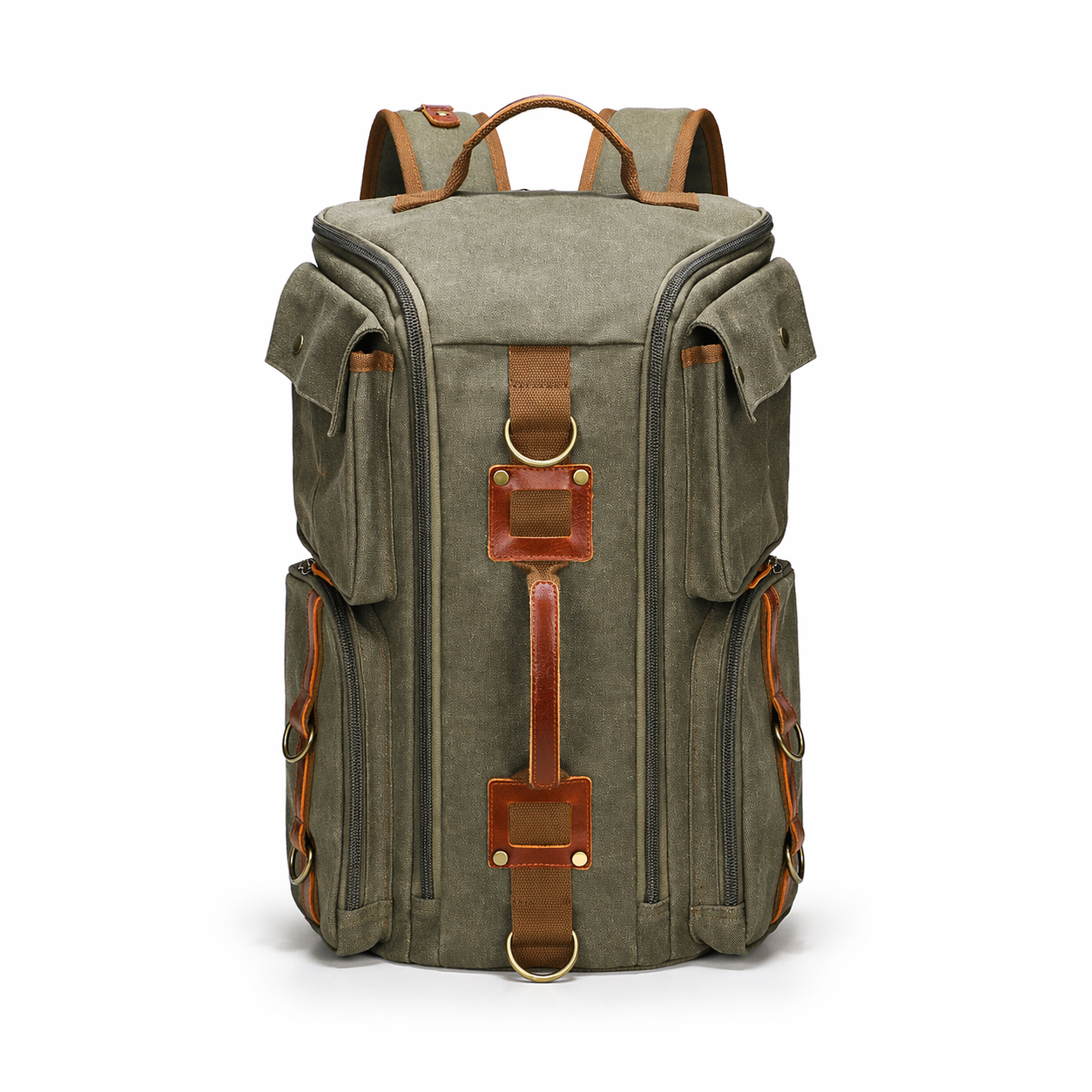Waxed Canvas Backpack Vintage Leather Laptop Rucksack Waterproof Travel Bag