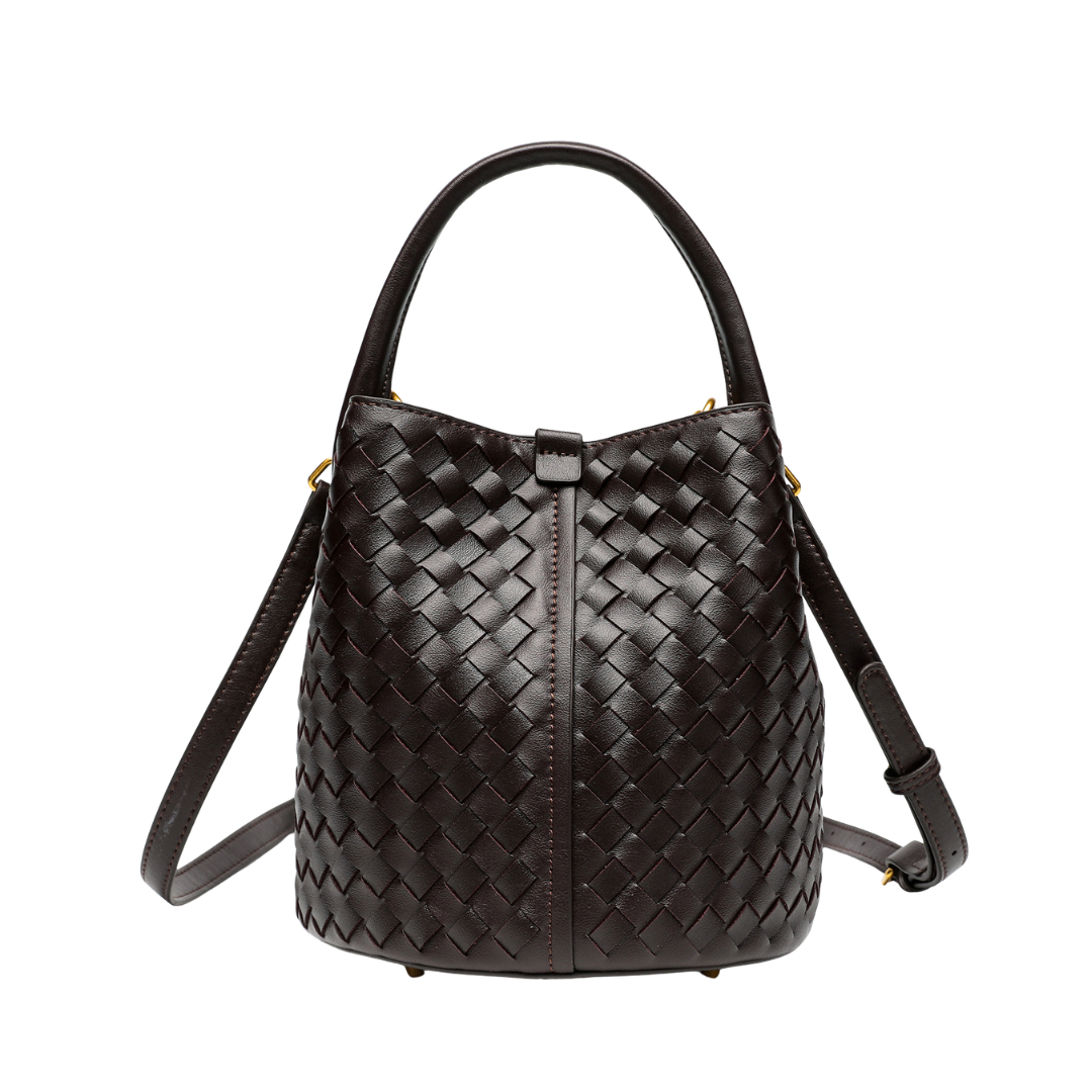 Handmade Woven Bucket Bag Crossbody Top Handle Purse