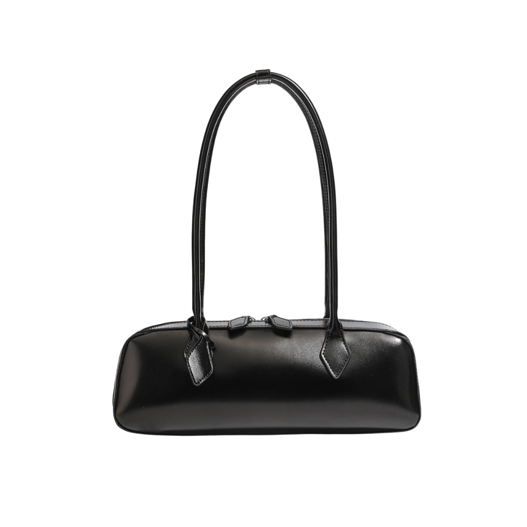 Genuine Leather East-West Baguette Bag French Style Shoulder Purse