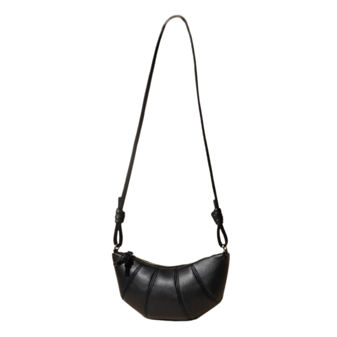 Genuine Leather Croissant Crossbody Bag Chic Cowhide Crescent Purse