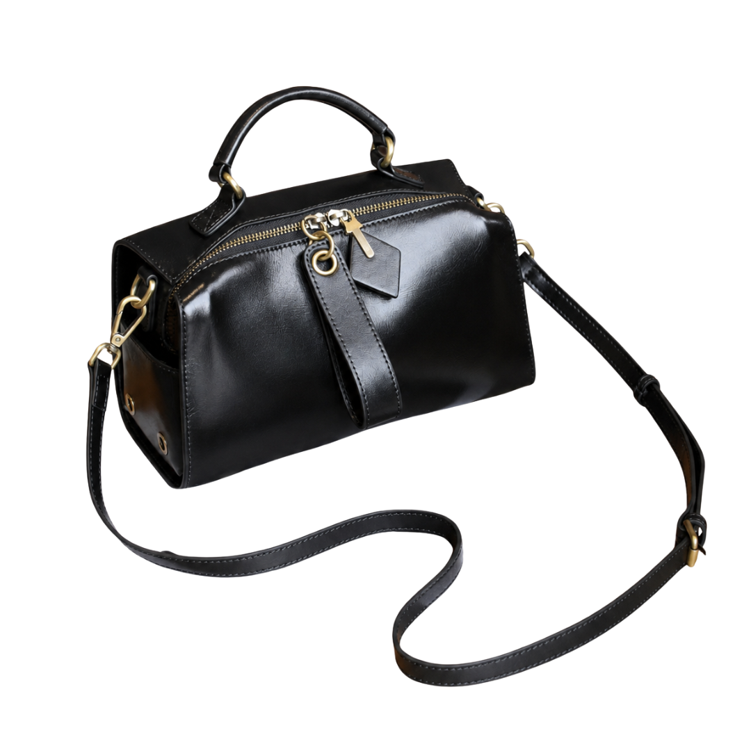 Veg-Tanned Leather Structured Satchel  Crossbody Work Bag
