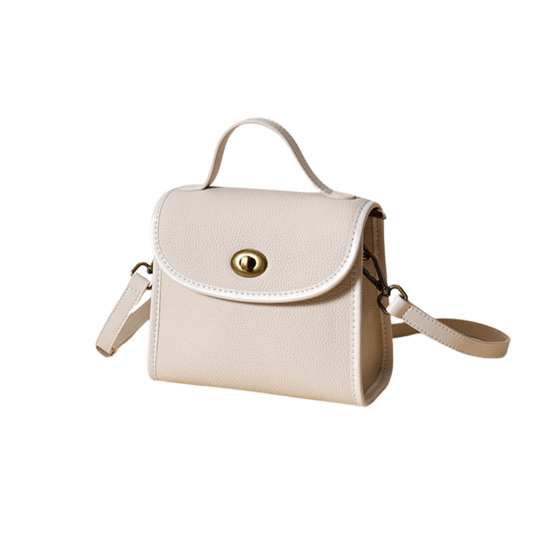 Top-Grain Leather Envelope Crossbody Bag Turn-Lock Shoulder Satchel