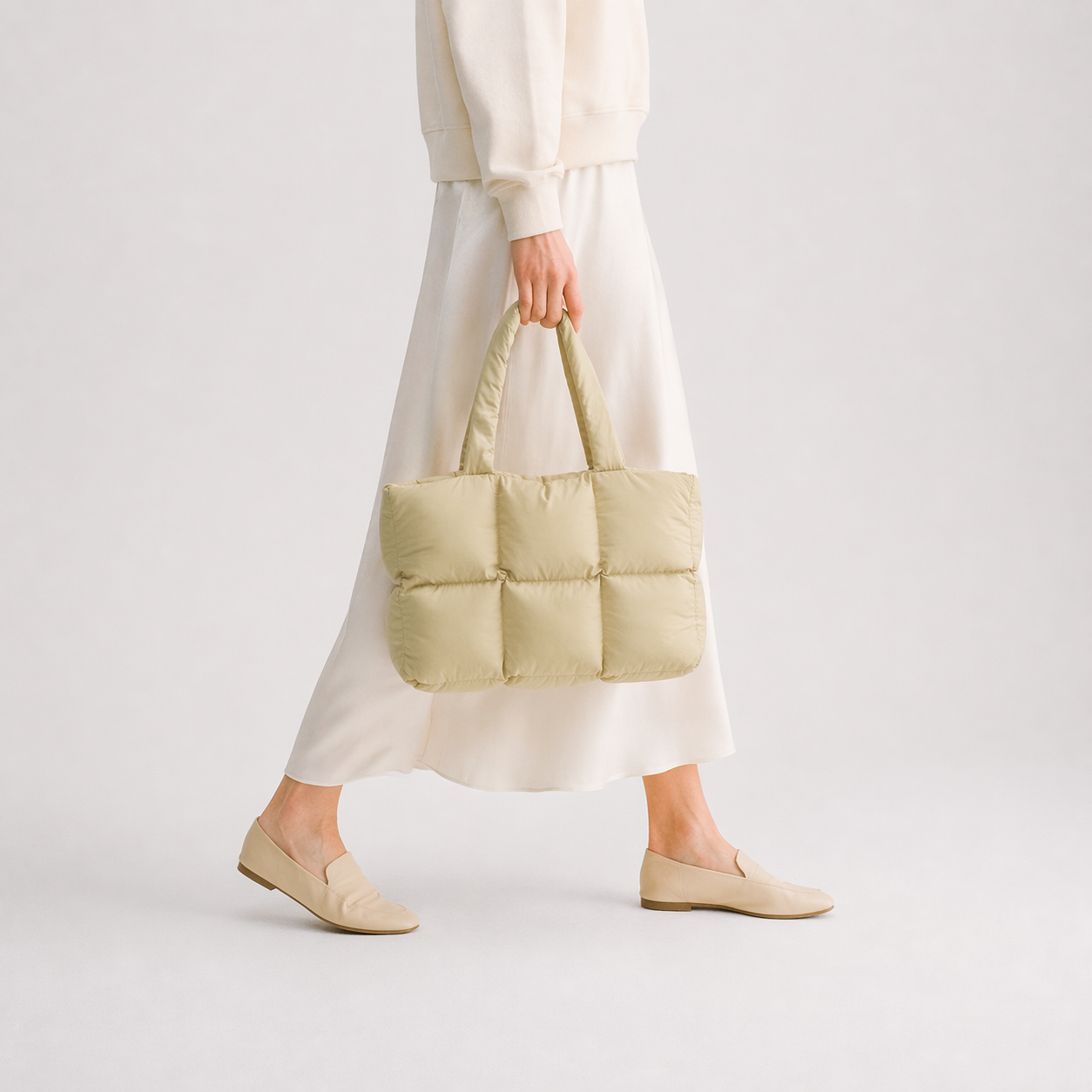 Quilted Puffer Tote Bag Large Capacity Padded Work Shoulder Bag