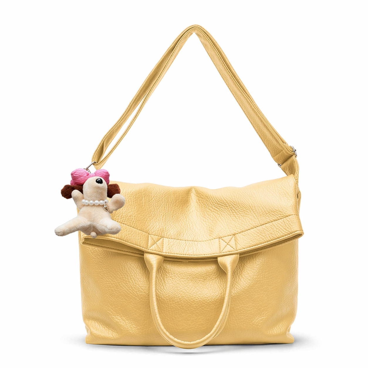 PU Leather Slouchy Tote Large Capacity Crossbody Foldable Hobo Bag