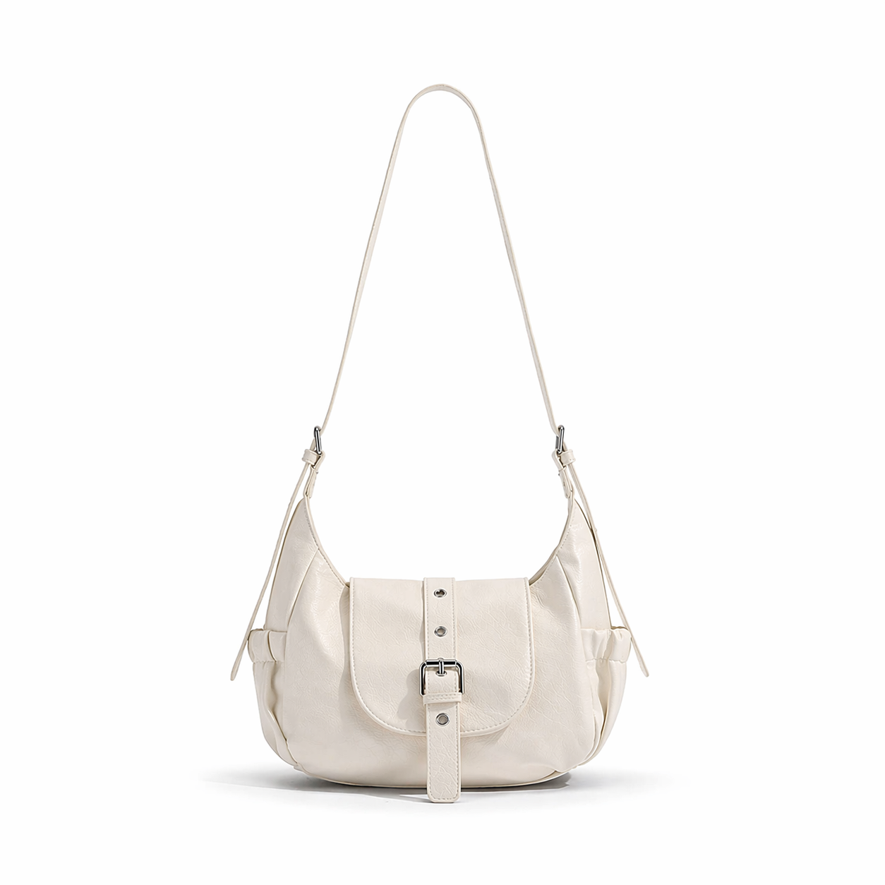 Soft PU Leather Saddle Bag Chic Hobo Crossbody Commuter Shoulder Bag