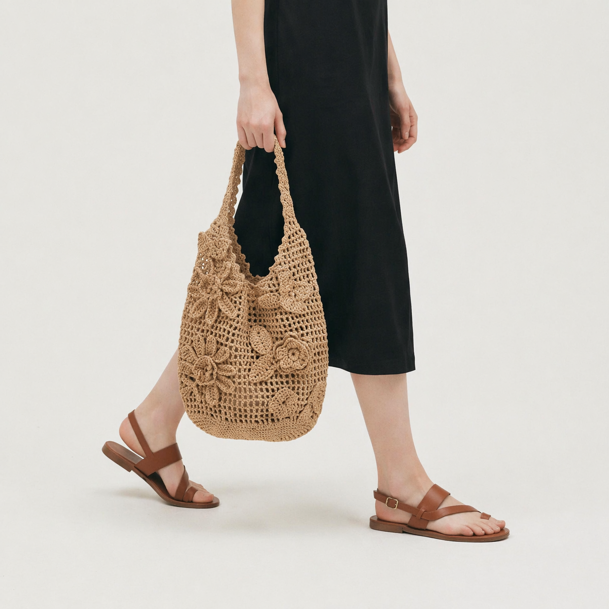 3D Flower Straw Bag Large Summer Beach Hollow Out Woven Shoulder Bag