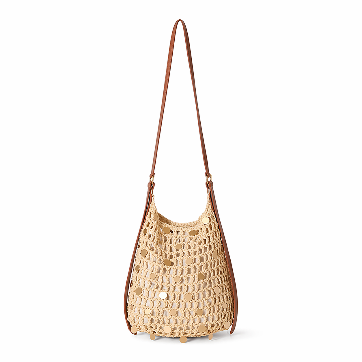 Straw Sequin Shoulder Bag Hollow Woven Beach Crochet Summer Crossbody