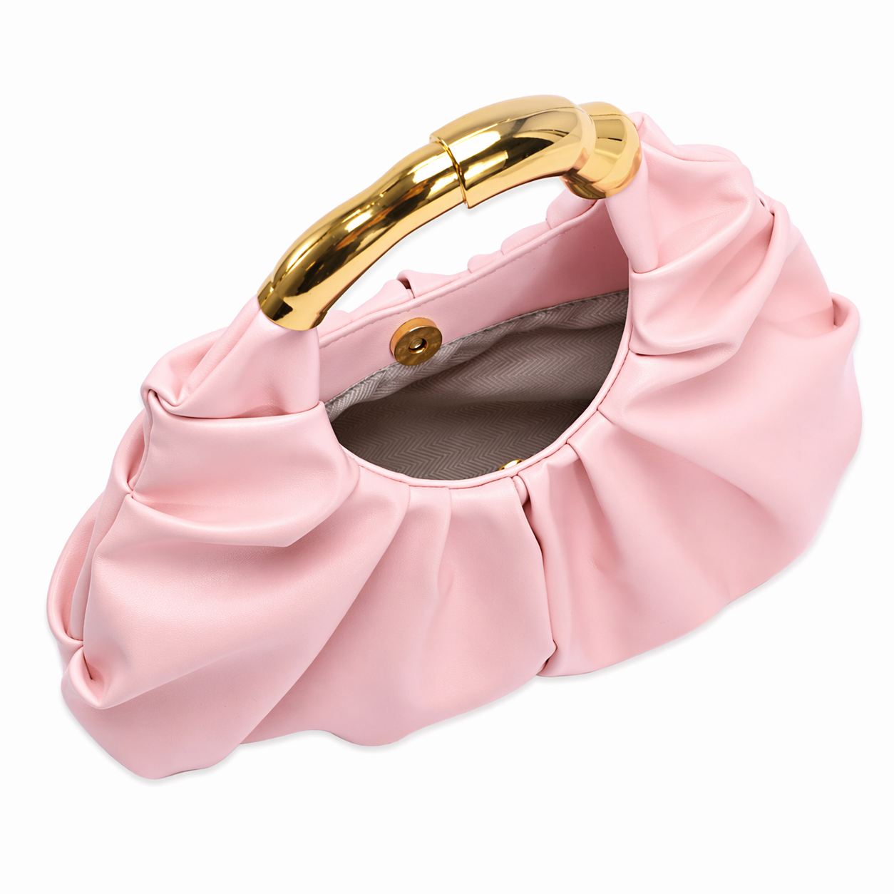 Asymmetric Hardware Ruched Cloud Clutch Minimalist Pleated PU Tote Bag