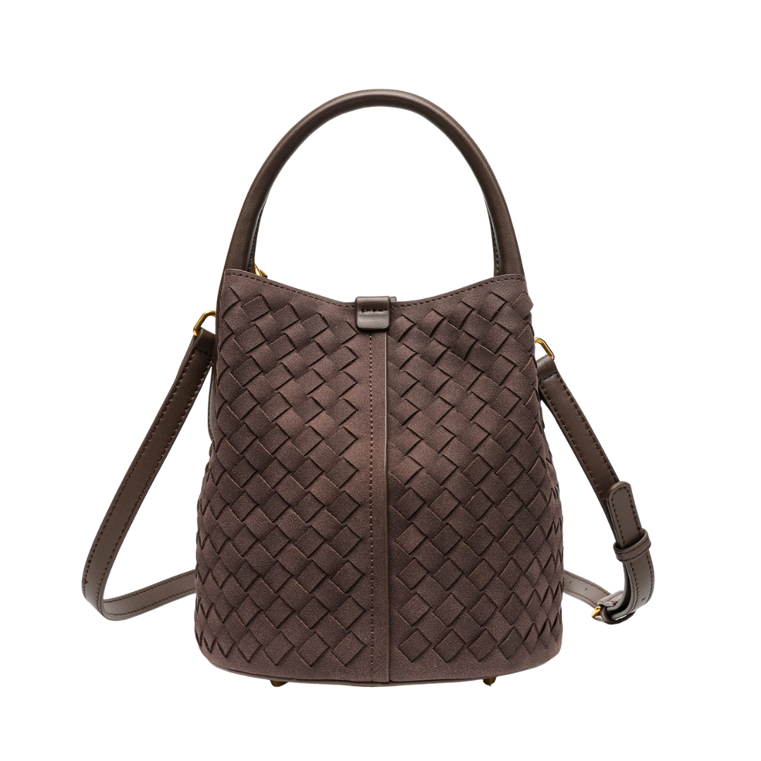 Handmade Woven Bucket Bag Crossbody Top Handle Purse