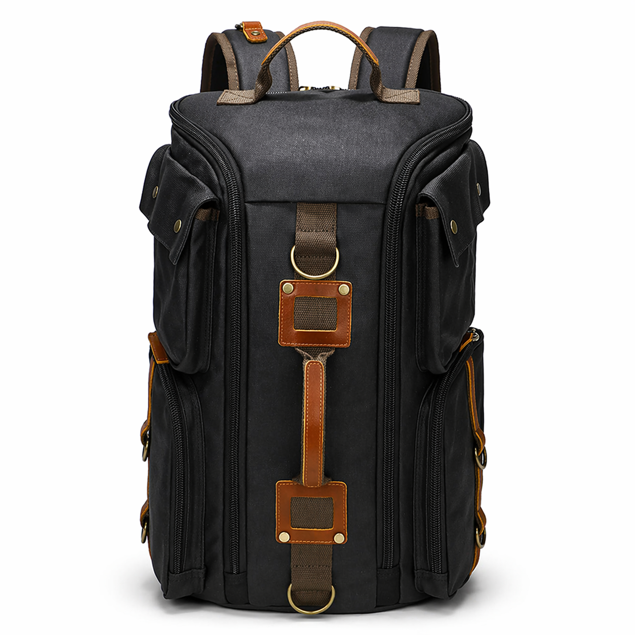 Waxed Canvas Backpack Vintage Leather Laptop Rucksack Waterproof Travel Bag