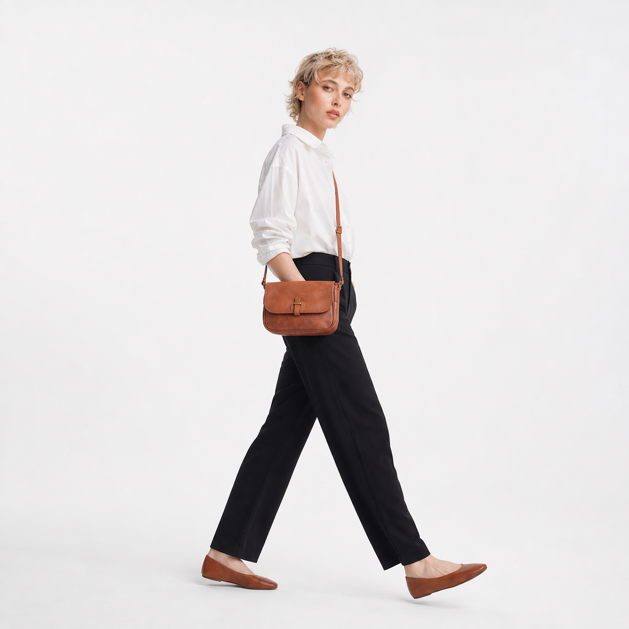 Vintage Leather Messenger Bag Top-Grain Crossbody Shoulder Satchel