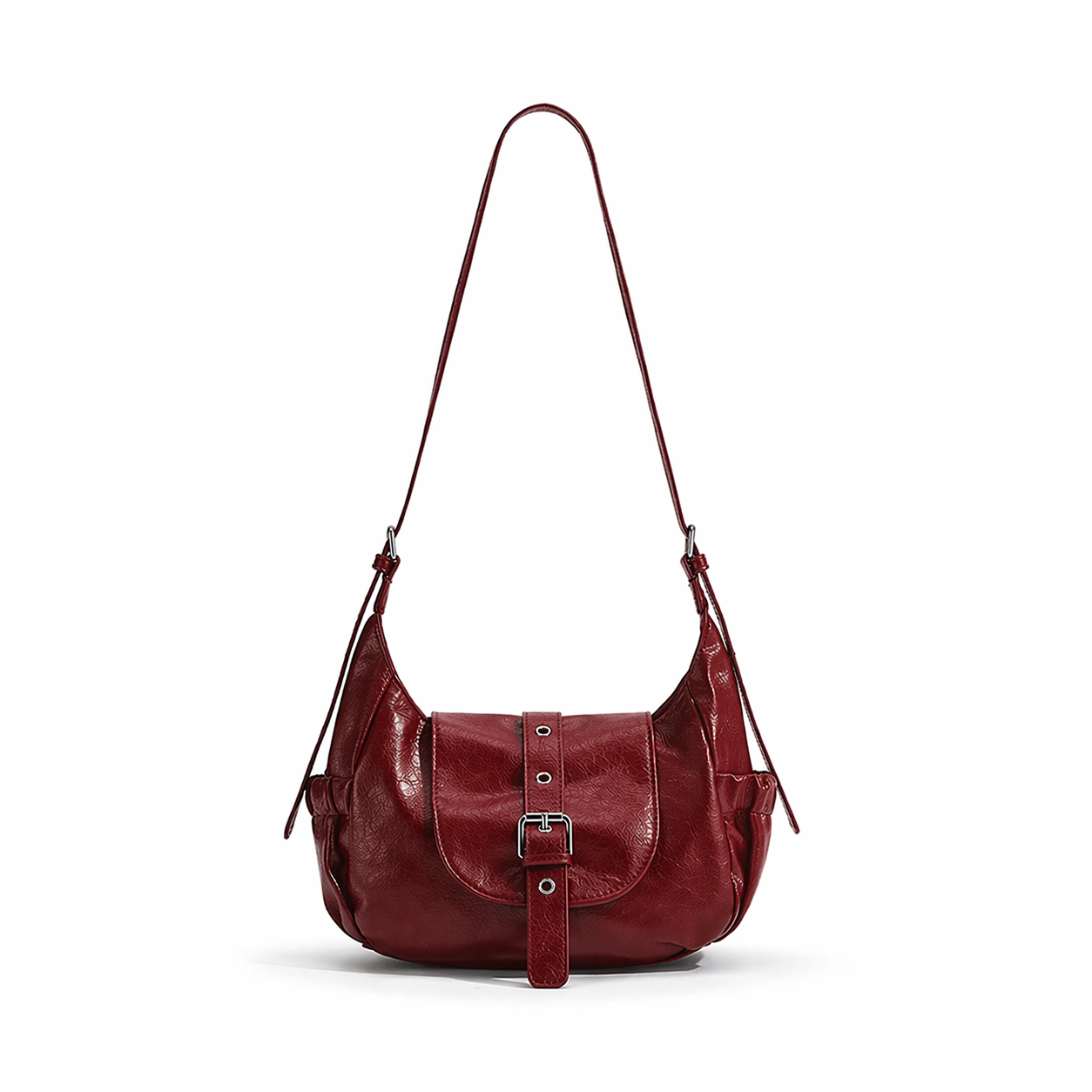 Soft PU Leather Saddle Bag Chic Hobo Crossbody Commuter Shoulder Bag