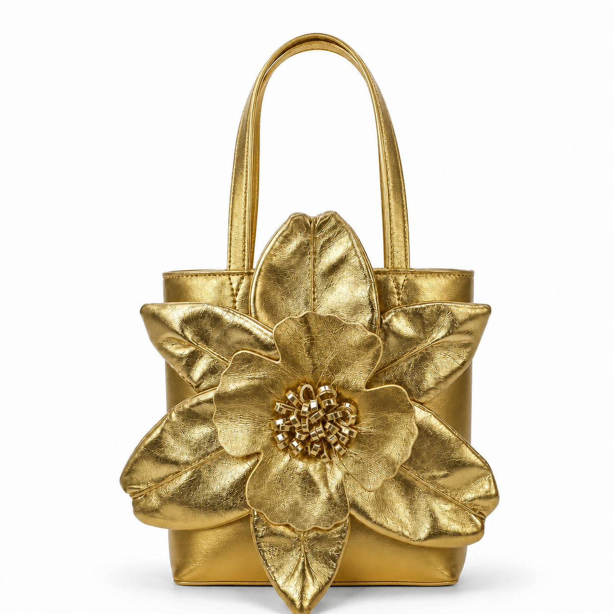 3D Flower Bucket Bag Floral Evening Clutch PU Bridal Wedding Top Handle