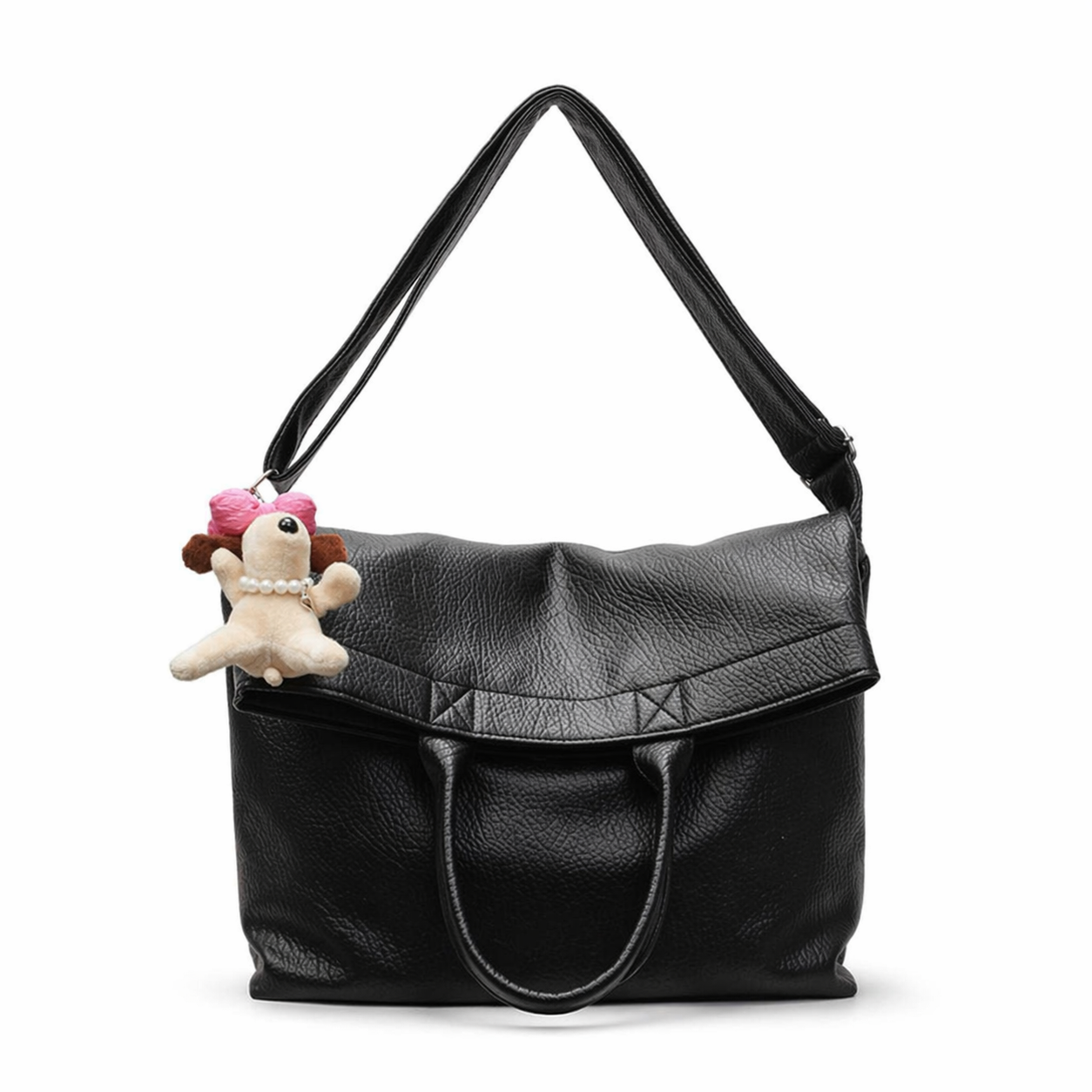 PU Leather Slouchy Tote Large Capacity Crossbody Foldable Hobo Bag