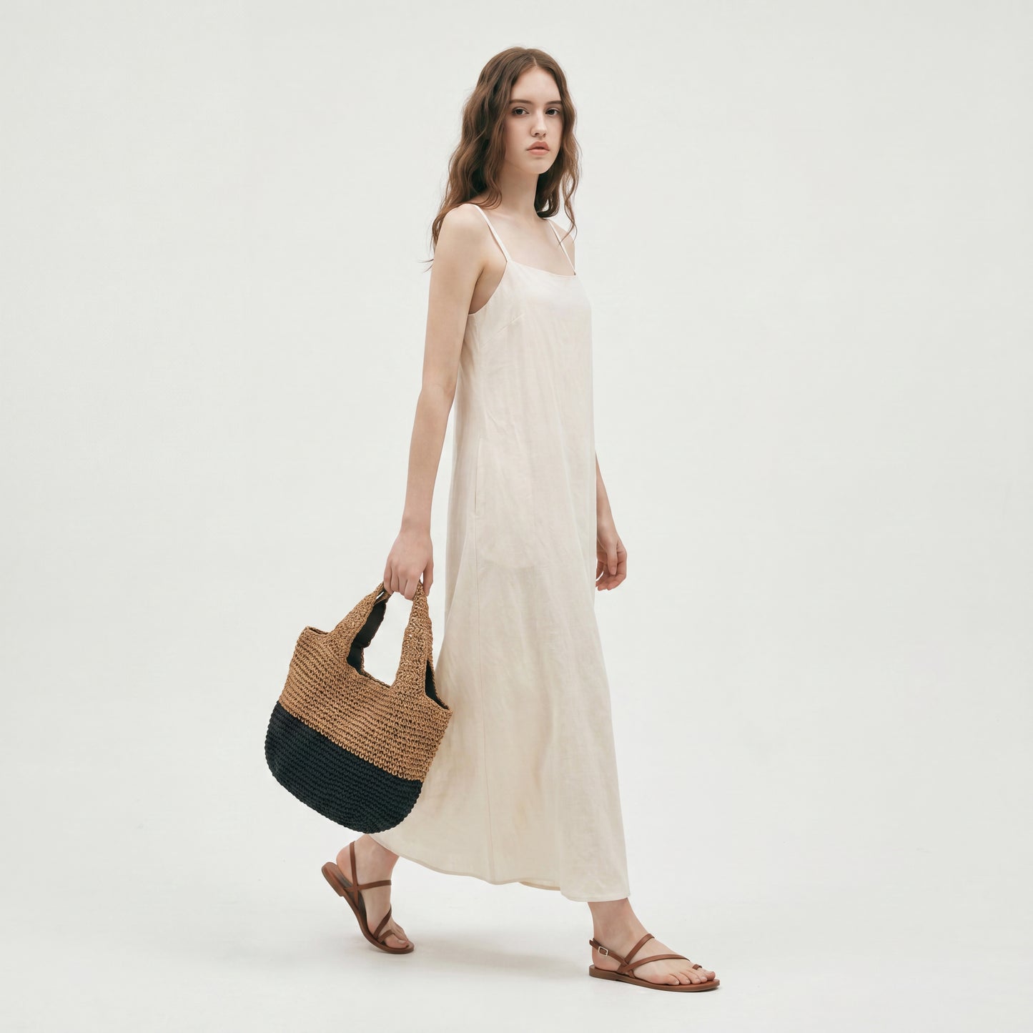 Color Block Straw Woven Bag Summer Beach Niche Design Casual Wristlet