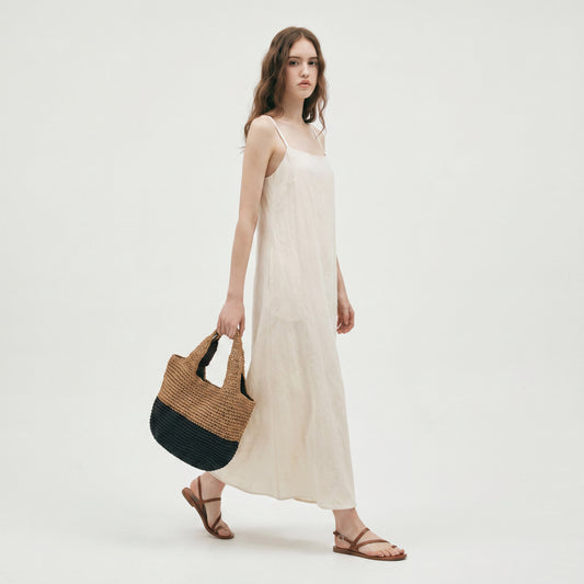 Color Block Straw Woven Bag Summer Beach Niche Design Casual Wristlet