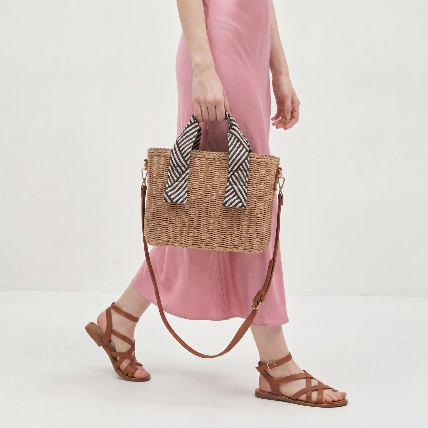 Straw Woven Tote Bag Large Summer Beach Square Crossbody Shoulder Bag