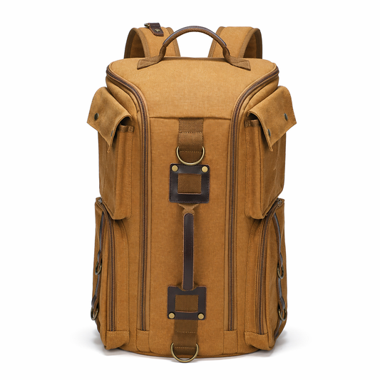 Waxed Canvas Backpack Vintage Leather Laptop Rucksack Waterproof Travel Bag
