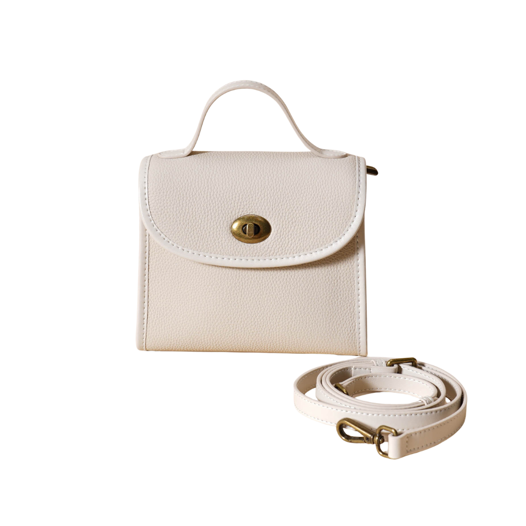 Top-Grain Leather Envelope Crossbody Bag Turn-Lock Shoulder Satchel