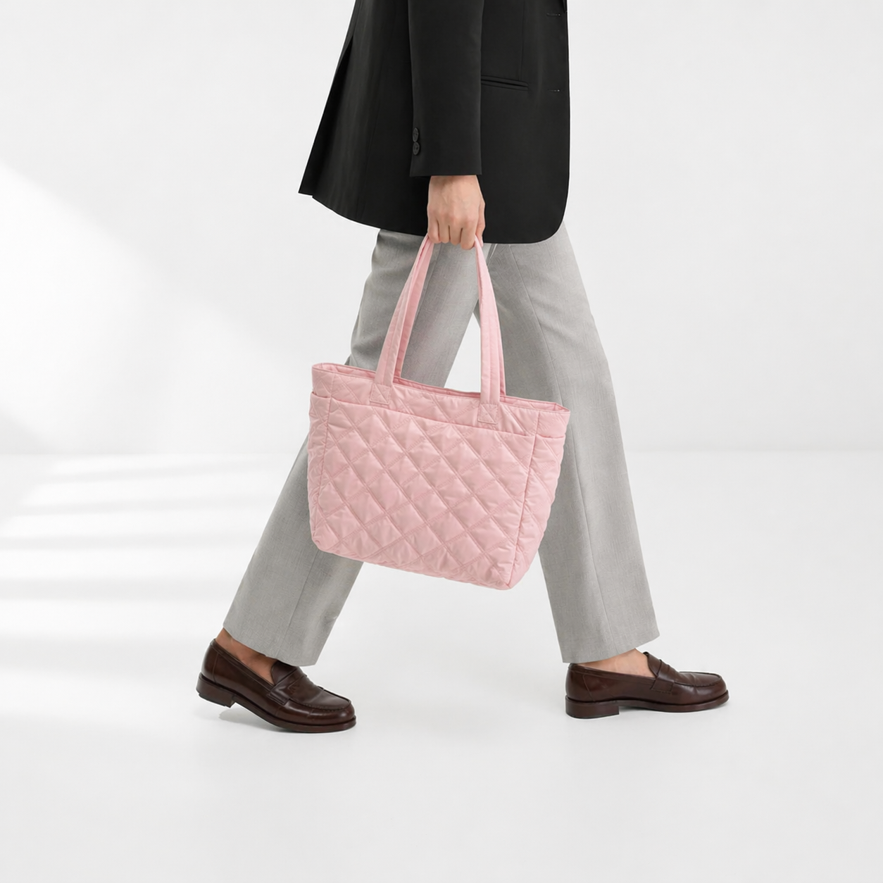 Quilted Nylon Tote Bag Large Puffer Cotton Commuter Work Purse