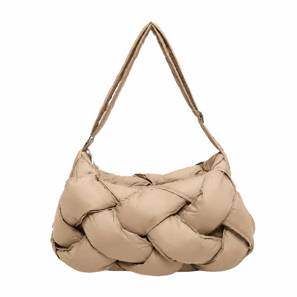 Woven Puffer Tote Bag Large Quilted Nylon Shoulder Crossbody