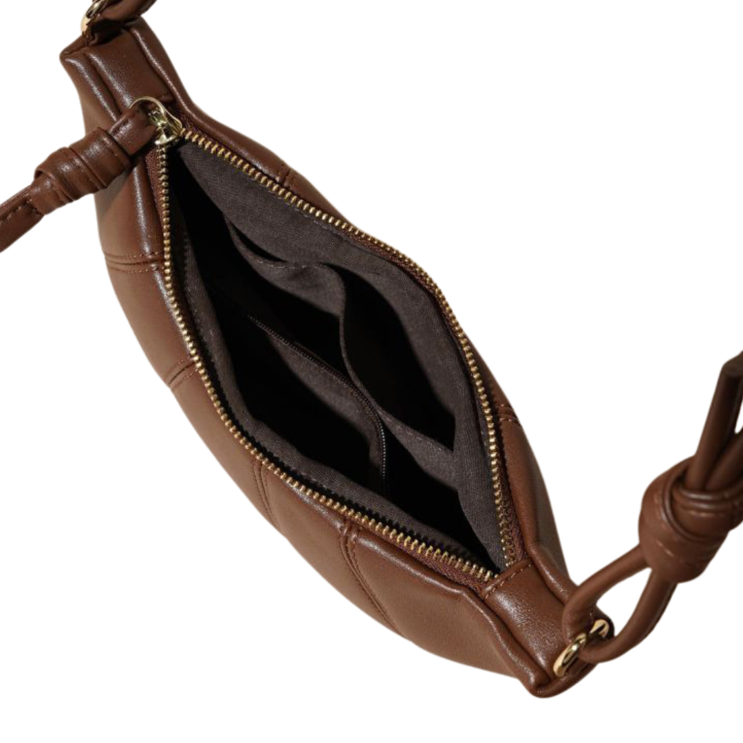 Genuine Leather Croissant Crossbody Bag Chic Cowhide Crescent Purse