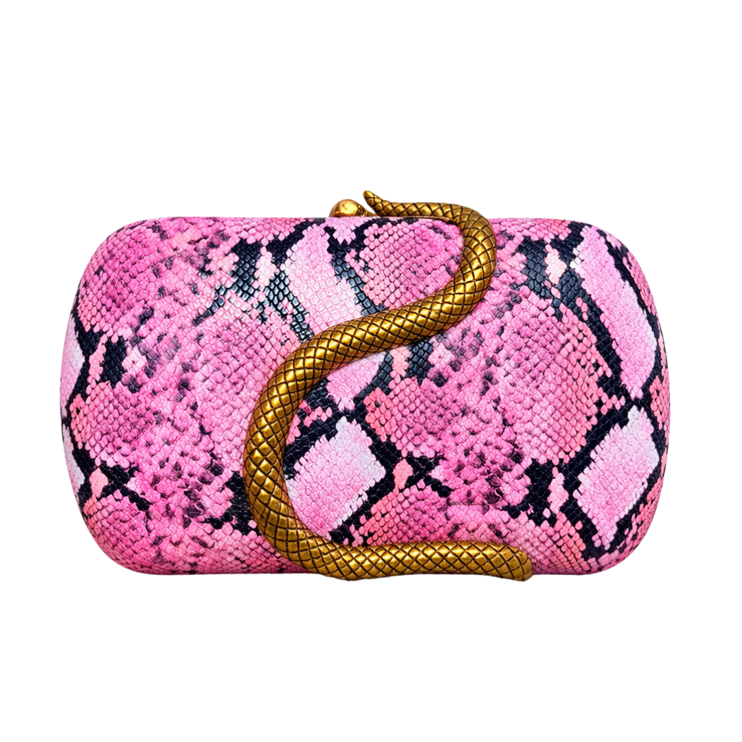 Snake Pattern Clutch PU Leather Evening Purse Crossbody Shoulder Bag