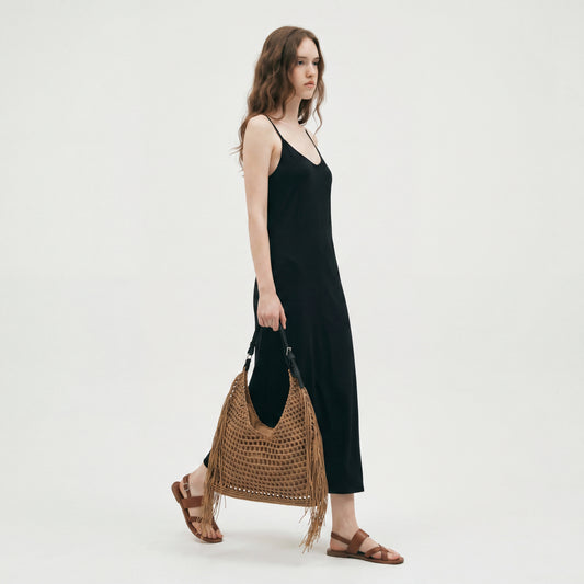 Fringe Straw Woven Bag Large Summer Beach Hollow Out Boho Shoulder Bag