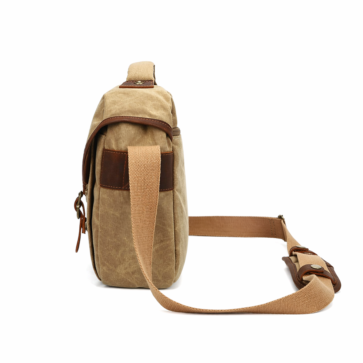 Waxed Canvas Camera Messenger Bag Leather Vintage DSLR Shoulder Case