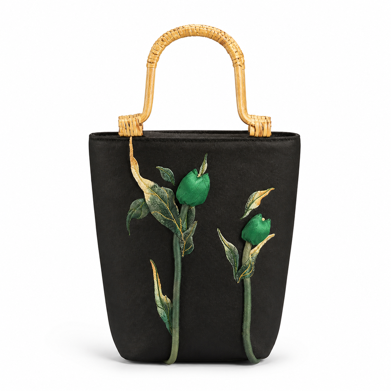 Embroidered Cheongsam Handbag Bamboo Handle Floral Evening Tote
