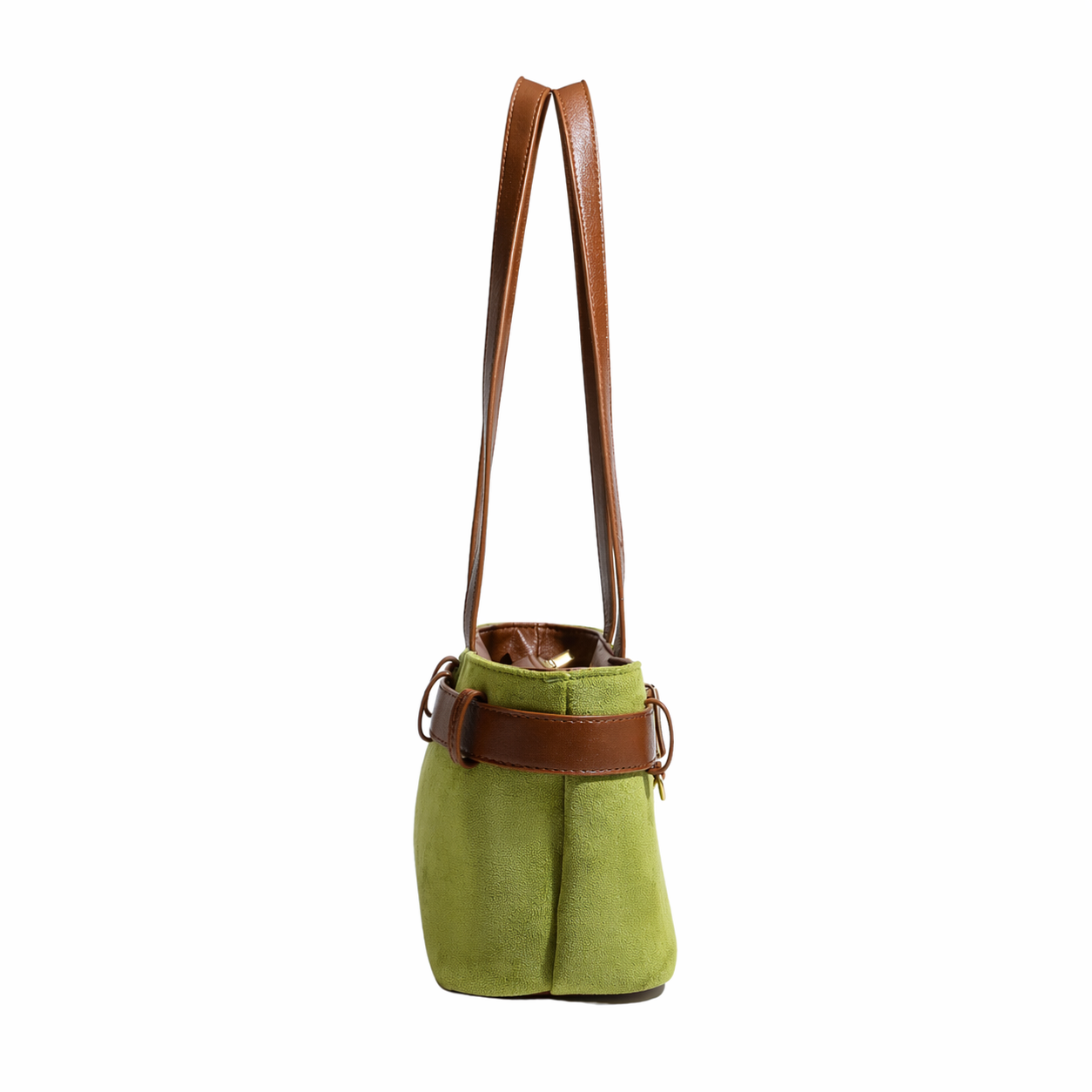 Vintage Faux Suede East-West Baguette Underarm Retro Commuter Bag