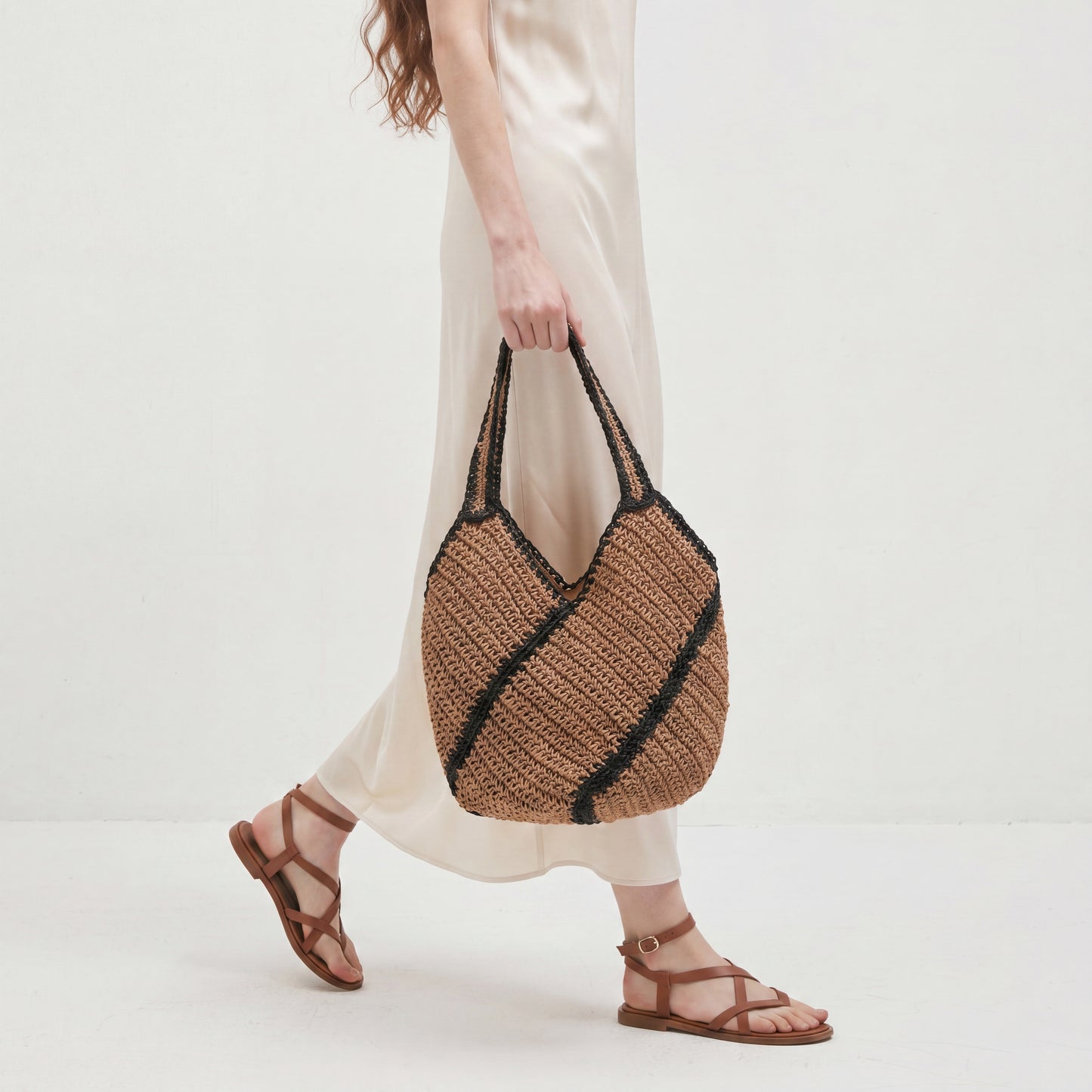 Geometric Straw Bag Large Summer Beach Woven Color Block Tote