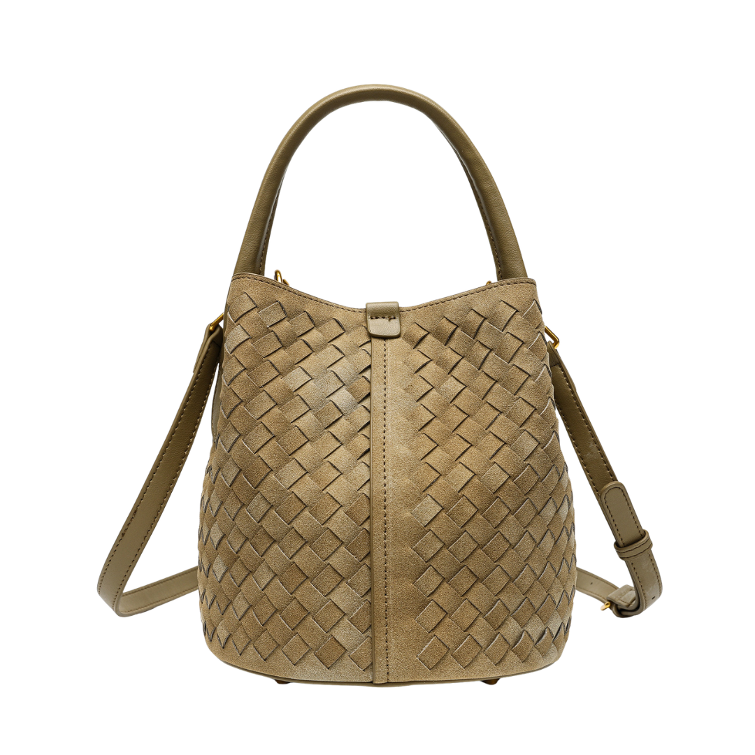 Handmade Woven Bucket Bag Crossbody Top Handle Purse