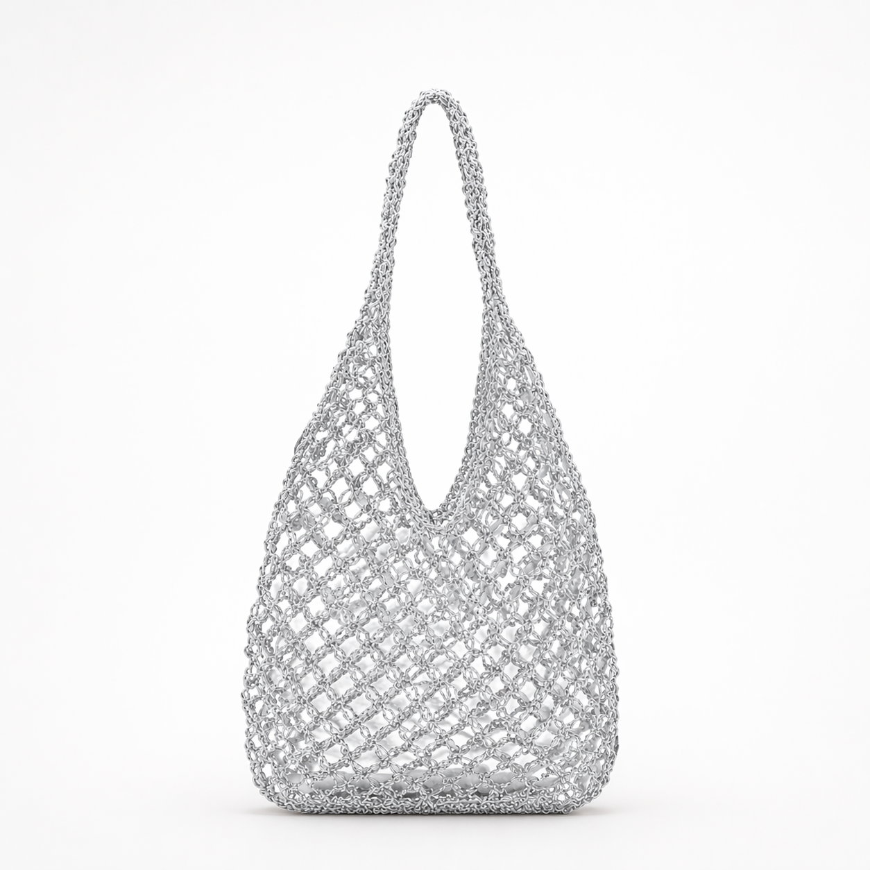 Lurex Straw Woven Bag Summer Beach Hollow Out Shoulder Tote with Pouch
