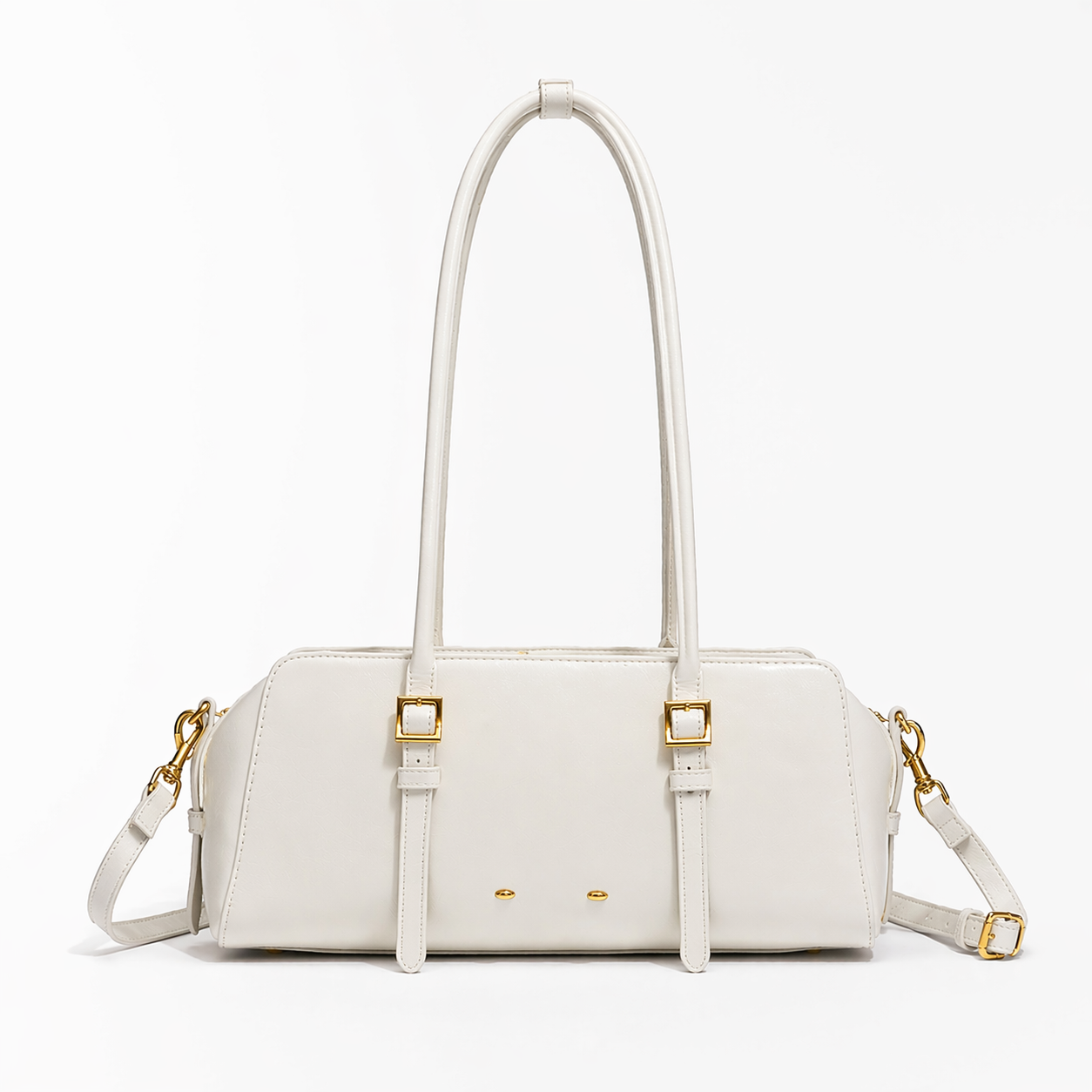 East-West Boston Shoulder Bag Retro Long Baguette Suede Crossbody Bag