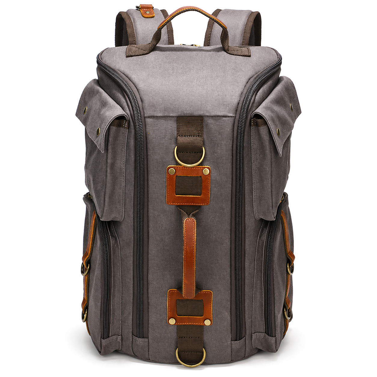 Waxed Canvas Backpack Vintage Leather Laptop Rucksack Waterproof Travel Bag