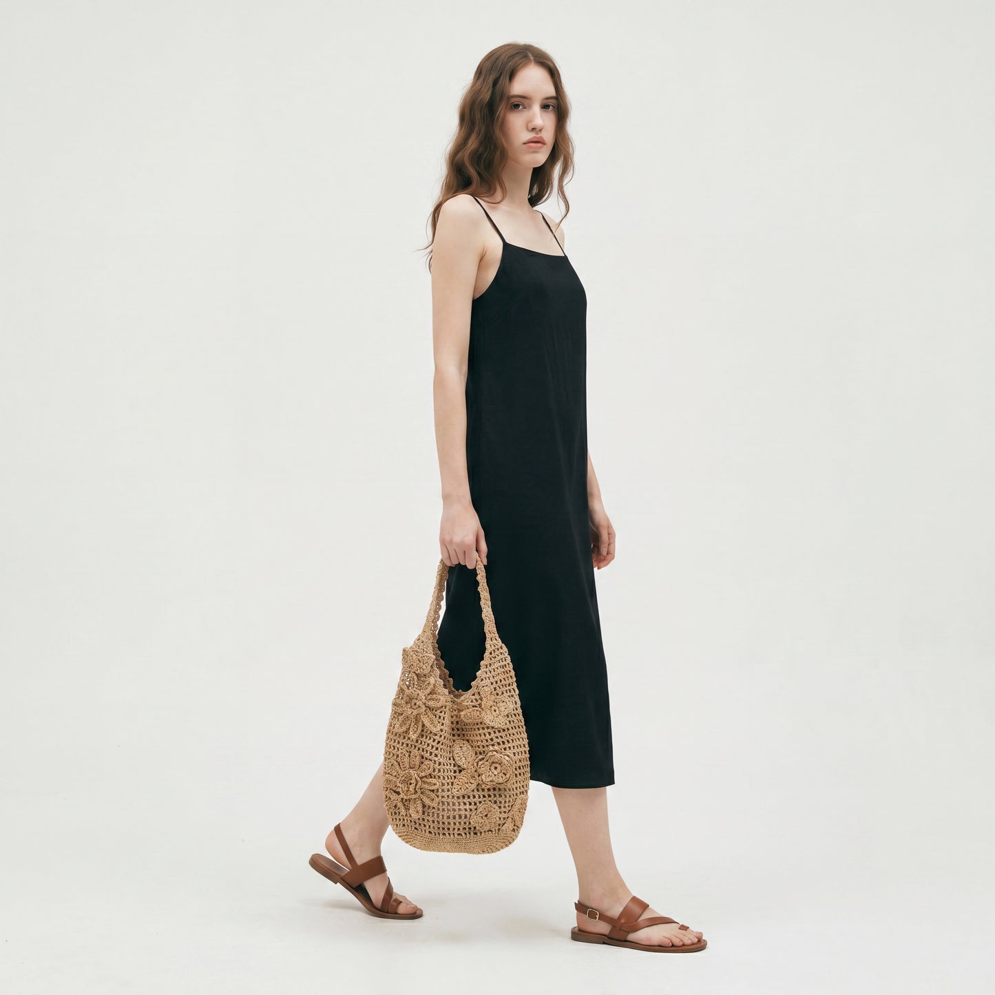 3D Flower Straw Bag Large Summer Beach Hollow Out Woven Shoulder Bag
