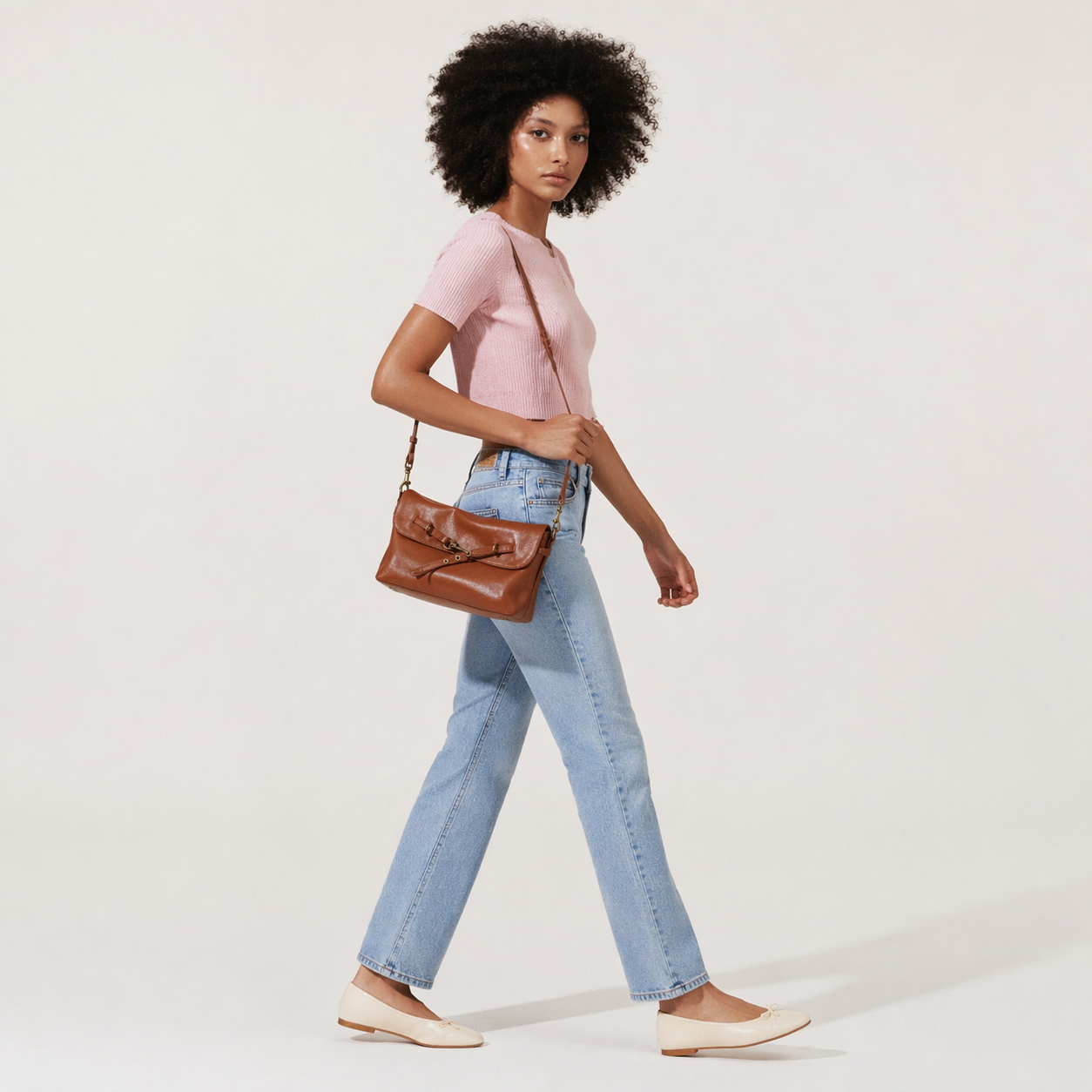 Genuine Leather Crossbody Envelope Bag Solid Color Commuter Satchel