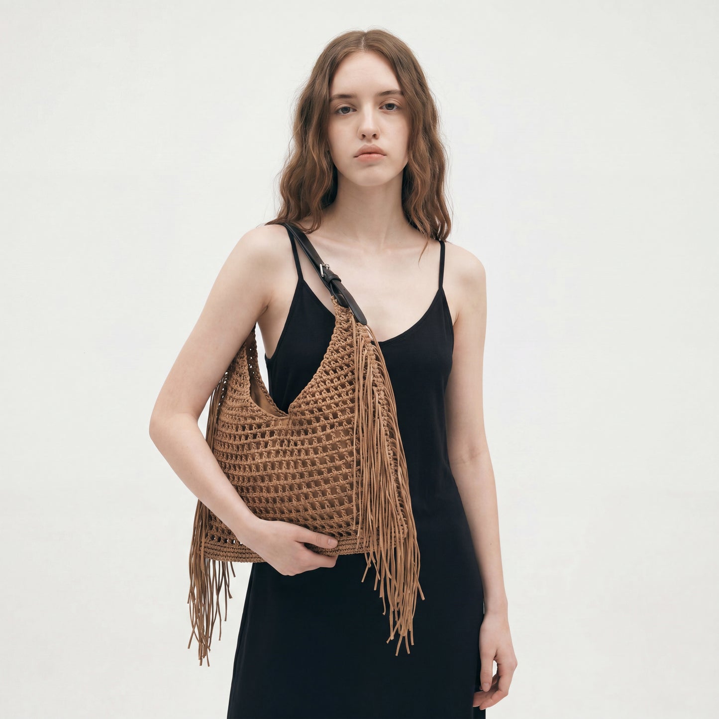 Fringe Straw Woven Bag Large Summer Beach Hollow Out Boho Shoulder Bag